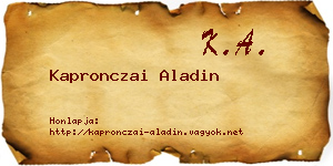 Kapronczai Aladin névjegykártya