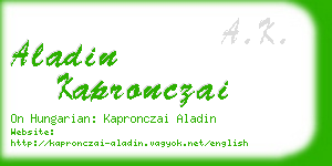 aladin kapronczai business card